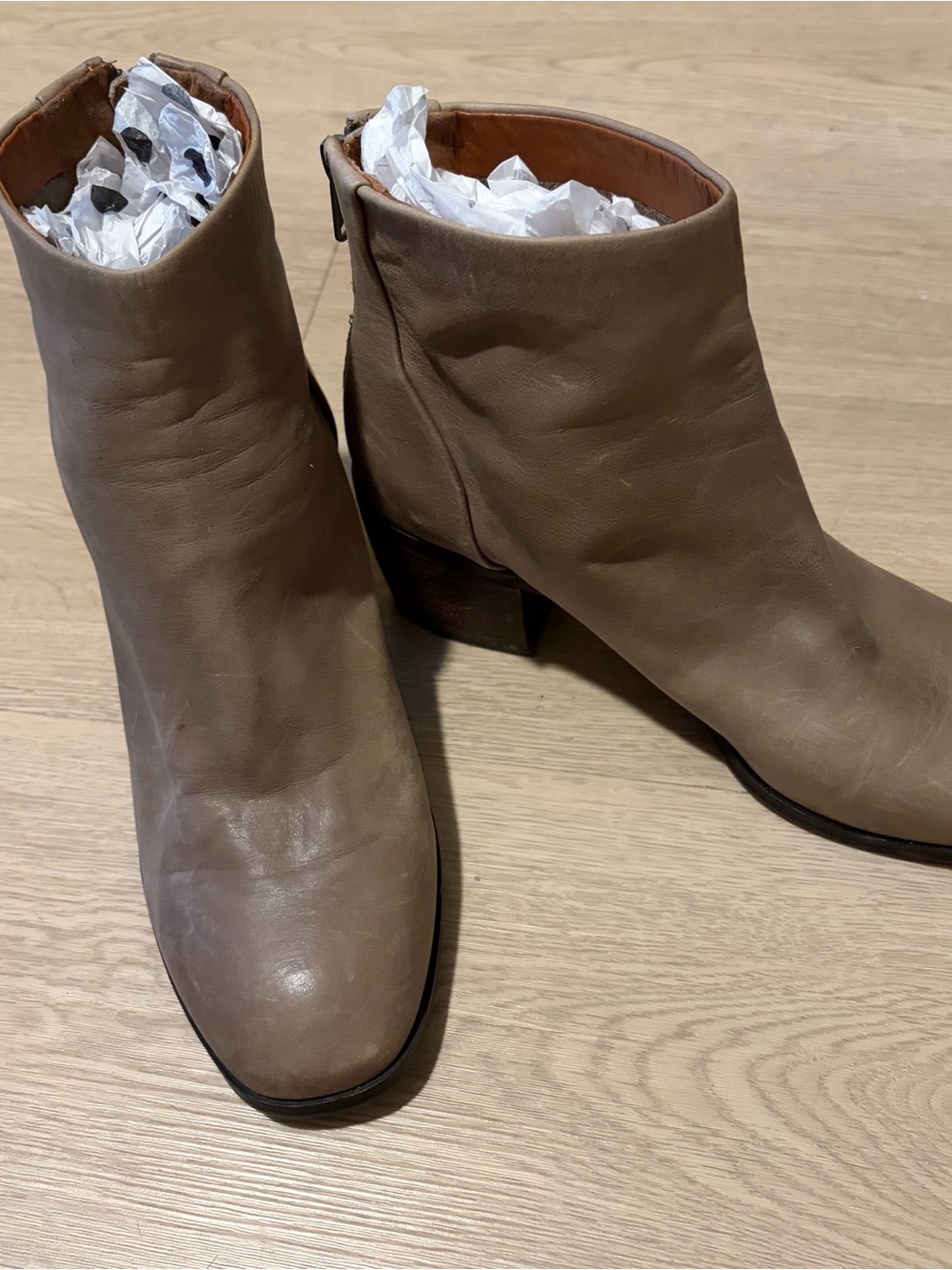 Lucky Brand Taupe Leather Ankle Booties